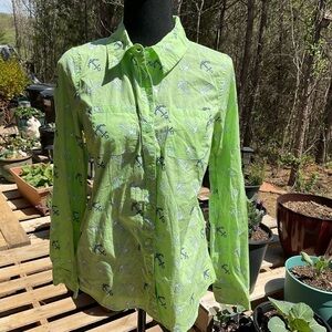 Red Camel blouse. Size M. Green with anchors. Long sleeve.